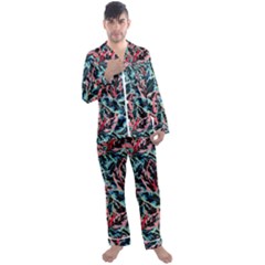 Leaves Leaf Pattern Patterns Colorfur Men s Long Sleeve Satin Pajamas Set by Semog4