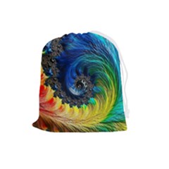 Colorful Digital Art Fractal Design Drawstring Pouch (large) by Semog4