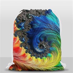Colorful Digital Art Fractal Design Drawstring Bag (small) by Semog4