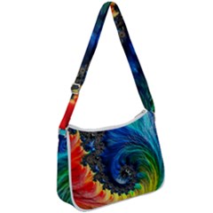 Colorful Digital Art Fractal Design Zip Up Shoulder Bag by Semog4