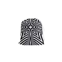 Fractal Star Mandala Black And White Drawstring Pouch (xs) by Semog4