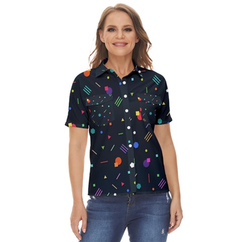 Abstract Minimalism Digital Art Abstract Women s Short Sleeve Double Pocket Shirt by Semog4