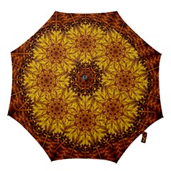 Abstract Gold Mandala Yellow Hook Handle Umbrellas (large) by Semog4