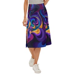 Colorful Waves Abstract Waves Curves Art Abstract Material Material Design Midi Panel Skirt by Semog4