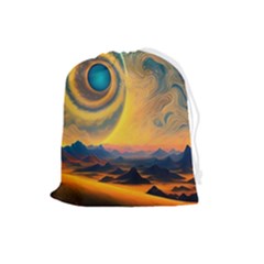 Ai Generated Surrealist Fantasy Dream Moon Space Drawstring Pouch (large) by Jancukart