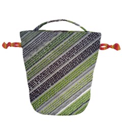 Field Agriculture Farm Stripes Diagonal Drawstring Bucket Bag by Jancukart