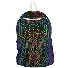Circuit Hexagonal Geometric Pattern Background Pattern Foldable Lightweight Backpack by Jancukart