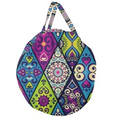 Ethnic Pattern Abstract Giant Round Zipper Tote by Semog4