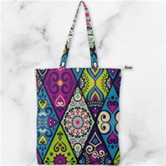 Ethnic Pattern Abstract Double Zip Up Tote Bag by Semog4