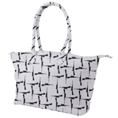 Precision Pursuit: Hunting Motif Black And White Pattern Canvas Shoulder Bag by dflcprintsclothing