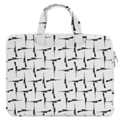 Precision Pursuit: Hunting Motif Black And White Pattern Macbook Pro 16  Double Pocket Laptop Bag  by dflcprintsclothing