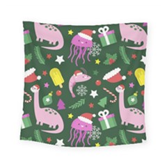 Colorful Funny Christmas Pattern Square Tapestry (small) by Semog4