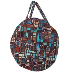 Stained Glass Mosaic Abstract Giant Round Zipper Tote by Semog4