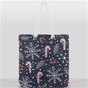 Holiday Seamless Pattern With Christmas Candies Snoflakes Fir Branches Berries Full Print Rope Handle Tote (Large) View1