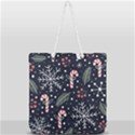 Holiday Seamless Pattern With Christmas Candies Snoflakes Fir Branches Berries Full Print Rope Handle Tote (Large) View2