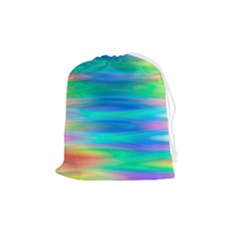 Wave Rainbow Bright Texture Drawstring Pouch (medium) by Semog4