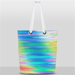 Wave Rainbow Bright Texture Full Print Rope Handle Tote (small) by Semog4