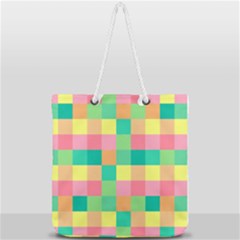 Checkerboard-pastel-squares- Full Print Rope Handle Tote (large) by Semog4