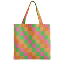 Checkerboard-pastel-squares Zipper Grocery Tote Bag by Semog4