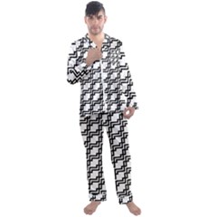 Pattern-monochrome-repeat Men s Long Sleeve Satin Pajamas Set by Semog4
