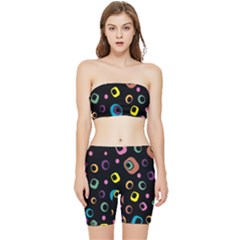 Abstract-background-retro-60s-70s Stretch Shorts And Tube Top Set by Semog4