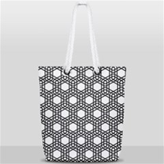 Geometric-floral-curved-shape-motif Full Print Rope Handle Tote (small) by Semog4