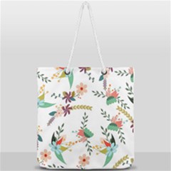 Floral-backdrop-pattern-flower Full Print Rope Handle Tote (large) by Semog4