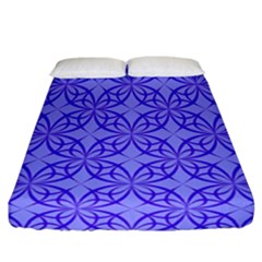 Decor Pattern Blue Curved Line Fitted Sheet (california King Size) by Semog4