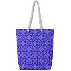 Decor Pattern Blue Curved Line Full Print Rope Handle Tote (small) by Semog4