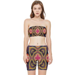 Kaleidoscope Art Pattern Ornament Stretch Shorts And Tube Top Set by Semog4