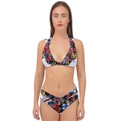 Mural Graffiti Paint Double Strap Halter Bikini Set by Salman4z