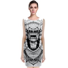 Balinese Art Barong Drawing Bali White Background People Classic Sleeveless Midi Dress by Salman4z