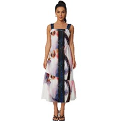 Anchor Watercolor Painting Tattoo Art Anchors And Birds Square Neckline Tiered Midi Dress by Salman4z