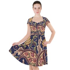 Leaves Flowers Background Texture Paisley Cap Sleeve Midi Dress by Salman4z