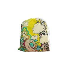 Doodle Wallpaper Artistic Surreal Drawstring Pouch (small) by Salman4z