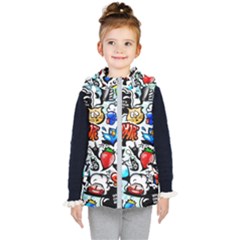 Graffiti Art Cartoon Comic Kids  Hooded Puffer Vest by Salman4z