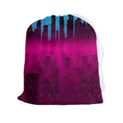 Futuristic Cityscape Drawstring Pouch (2xl) by Salman4z