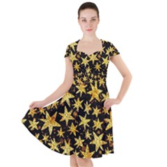 Shiny Glitter Stars Cap Sleeve Midi Dress by Salman4z