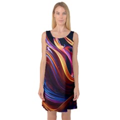Waves Splash Liquid Paint Wall Sleeveless Satin Nightdress by Jancukart
