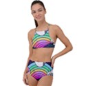 Rainbow Fun Cute Minimal Doodle Drawing Art High Waist Tankini Set View1
