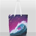 Tsunami Waves Ocean Sea Nautical Nature Water Unique Full Print Rope Handle Tote (Small) View1