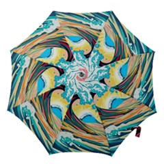 Waves Ocean Sea Tsunami Nautical 8 Hook Handle Umbrellas (large) by Jancukart