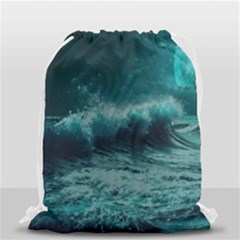 Waves Ocean Sea Tsunami Nautical 2 Drawstring Bag (small) by Jancukart