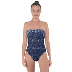 Vintage Astrology Poster Tie Back One Piece Swimsuit by ConteMonfrey