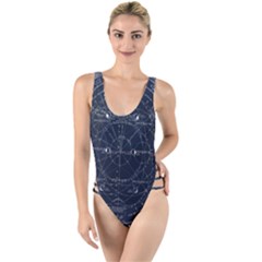 Vintage Astrology Poster High Leg Strappy Swimsuit by ConteMonfrey