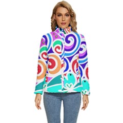 Crazy Pop Art - Doodle Circles   Women s Puffer Bubble Jacket Coat by ConteMonfrey