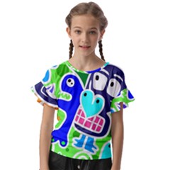 Crazy Pop Art - Doodle Skulls  Kids  Cut Out Flutter Sleeves by ConteMonfrey