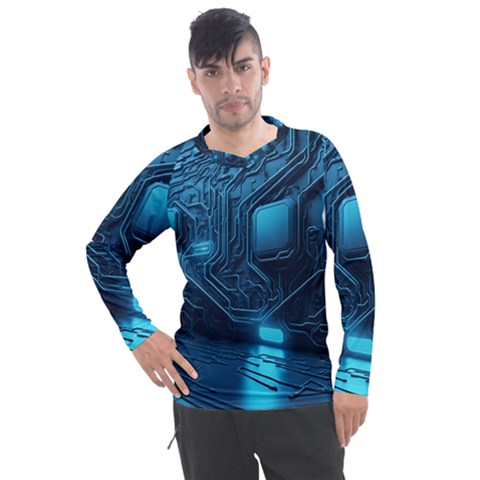 Technology Modern Men s Pique Long Sleeve Tee by Simbadda