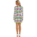 Colorful Curtains Seamless Pattern Long Sleeve Deep V Mini Dress  View4