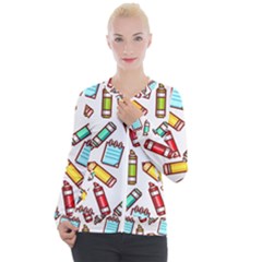 Seamless Pixel Art Pattern Casual Zip Up Jacket by Amaryn4rt